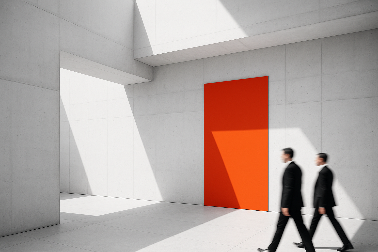 Minimal architecture with orange wall