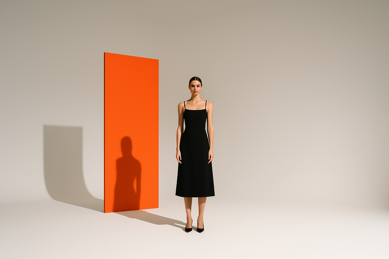Model in a simple black dress — NAOKO Studio