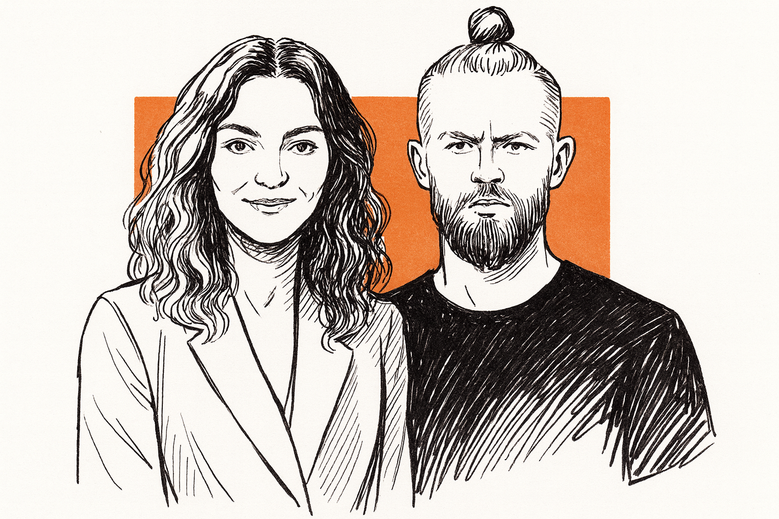 Ink sketch of Monika and Jacek Szyndler